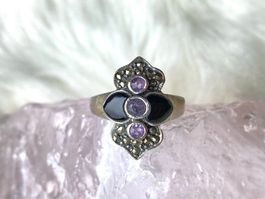 Ring Silber 925 mit schwarz+lila