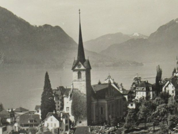 Cartoline postali: Weggis mit Bürgenstock und Pilatus , Kirche – Nuovo (secondo la descrizione) da Grenchen venduto da Bluemchen1900