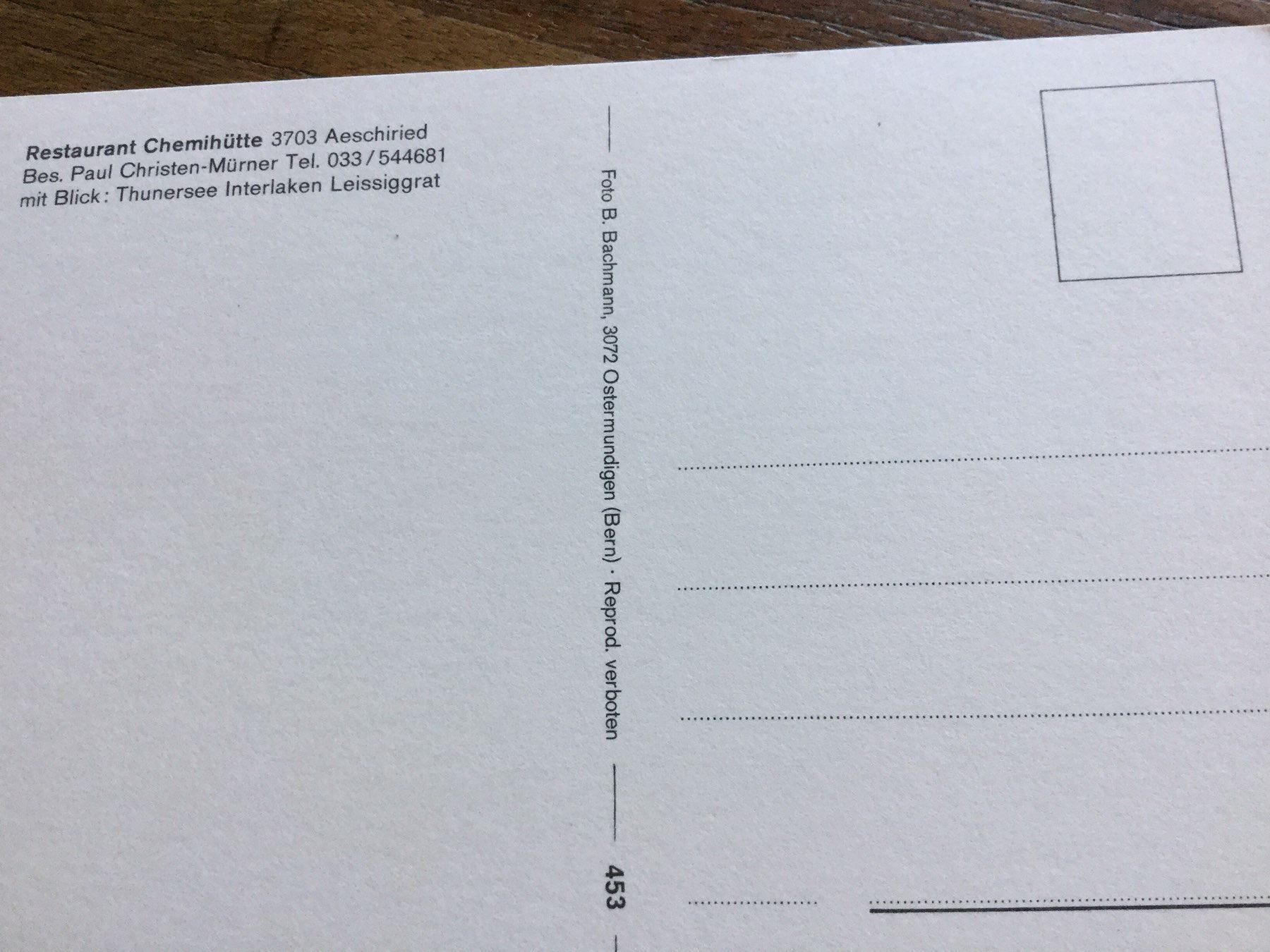 Cartoline postali: Postkarte Restaurant Chemihütte – Nuovo e nell'imballaggio originale da Thierachern venduto da sweden08 1