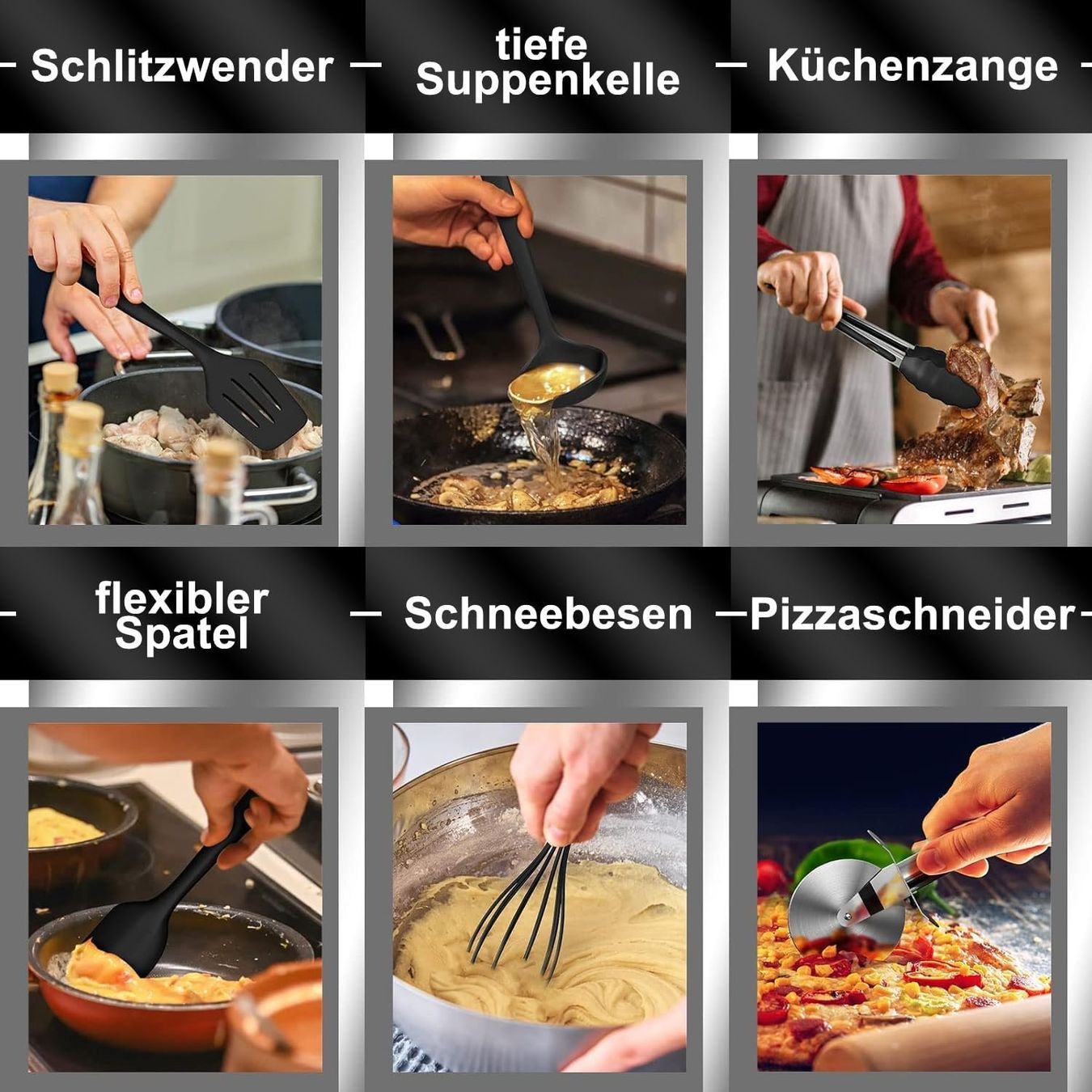 Set di posate: 43-teiliges Küchenhelfer Set aus Silikon – Nuovo e nell'imballaggio originale da Nuglar venduto da SmartLiving24 4