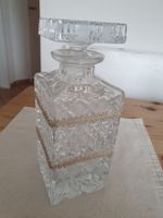 Schöne Kristallkaraffe mit Goldrand, Vintage Design!