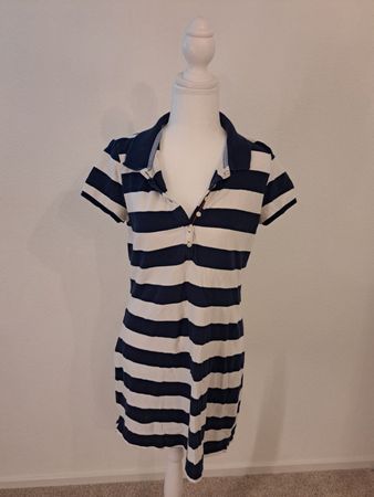 Marine Look: Blauweiss gestreiftes Sommerkleid Gr. M