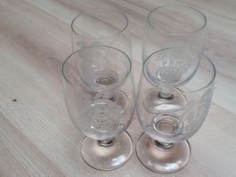 4 Weingläser mit Gravur
