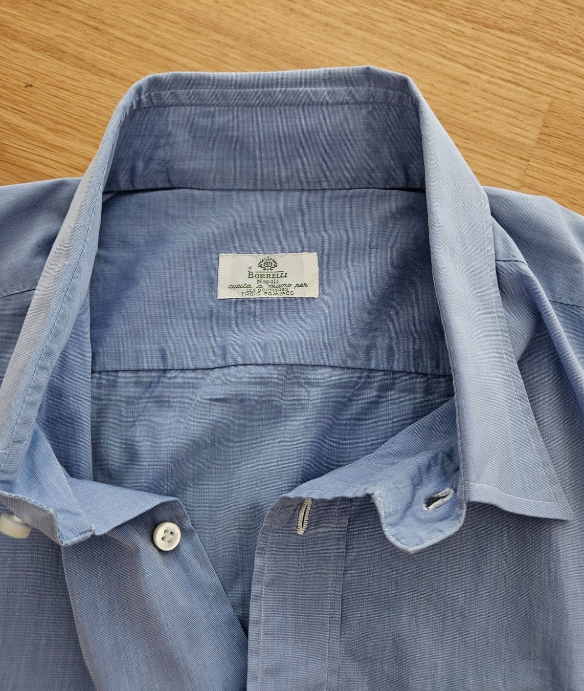 Camicie: Hemd von Borrelli, Napoli, hellblau, kurzarm, Gr.XL – Usato da Bellach venduto da RE-NA