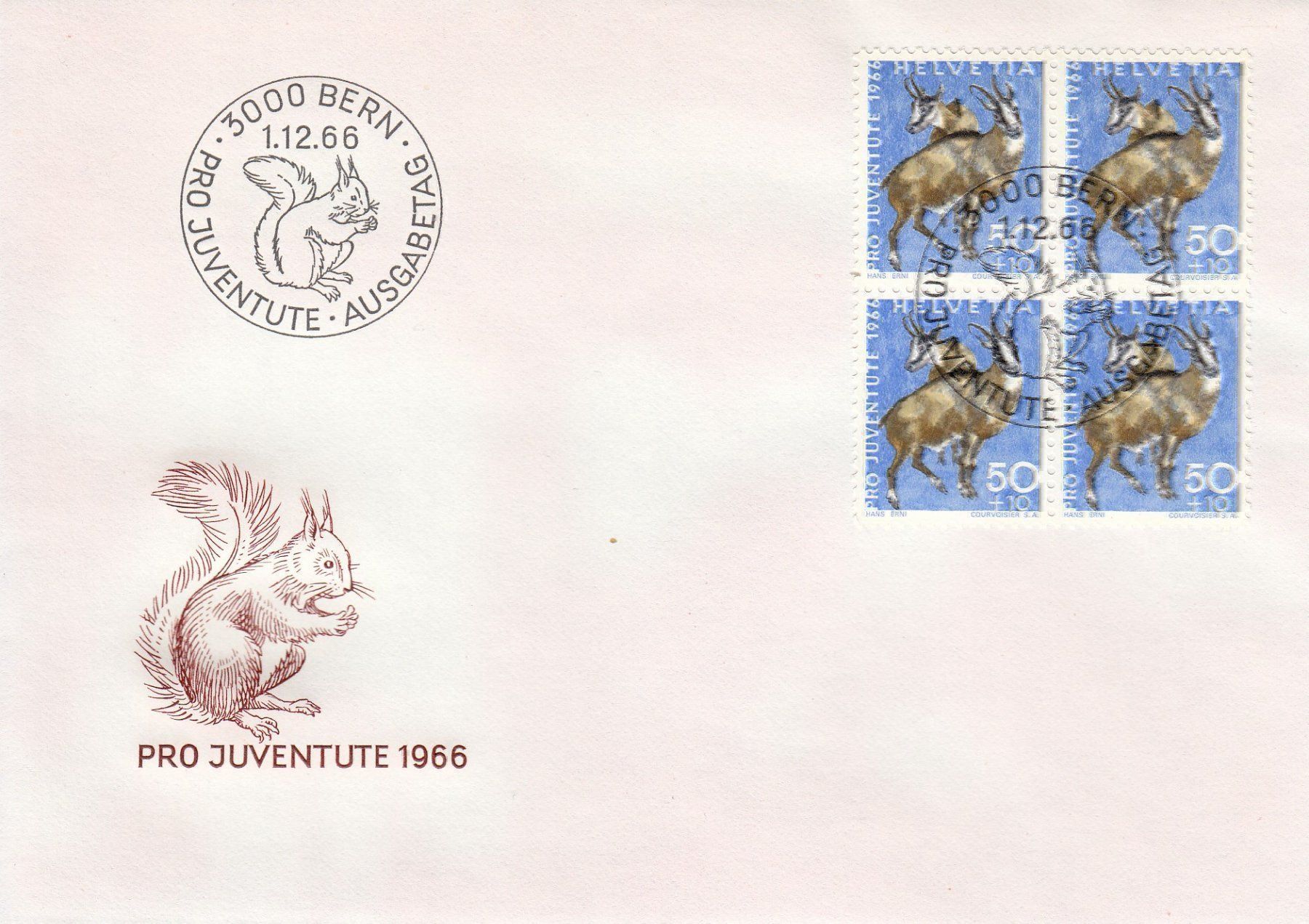 Alle Briefmarken: 1966 215-19 Pro Juventute 5 FDC 4erBlock – Gebraucht aus Spreitenbach von Mustang_1105 4