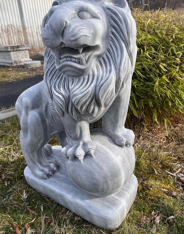 Große Löwen Statue Garten Marmor Stein 1m Gartenskulptur Kaufen auf