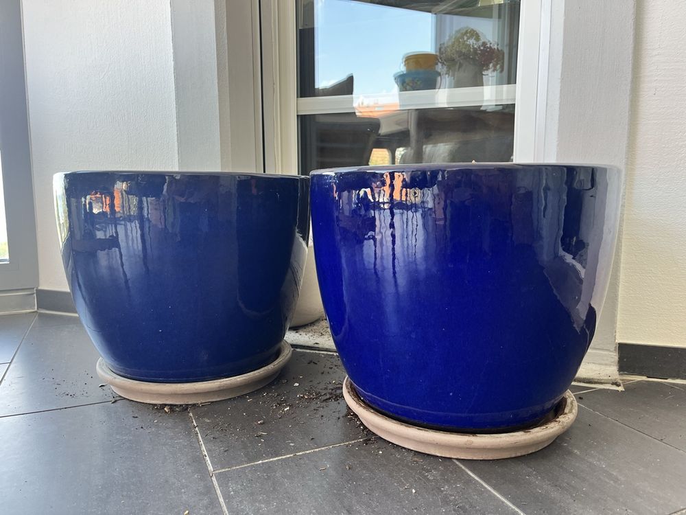 Grosse Blumentöpfe 2x mit Untersetzer Terracotta Keramik Kaufen auf