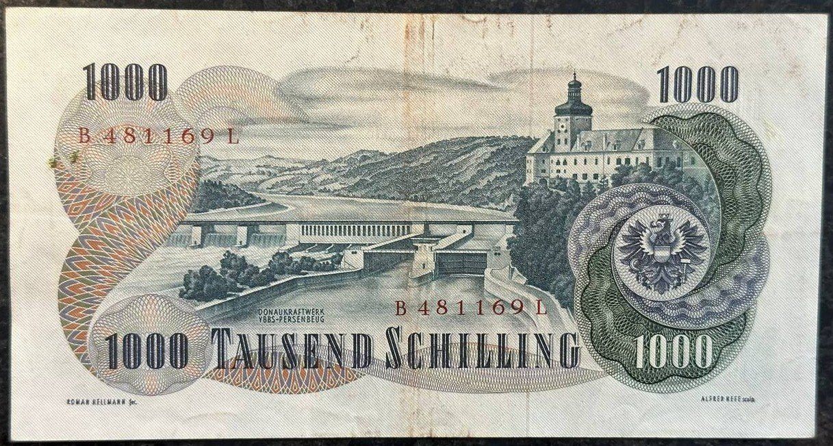 Banconote: 1000 Schilling Banknote von 1961 - Viktor Kaplan, Top Zus... – Usato da Beringen venduto da Mantafisch1 1