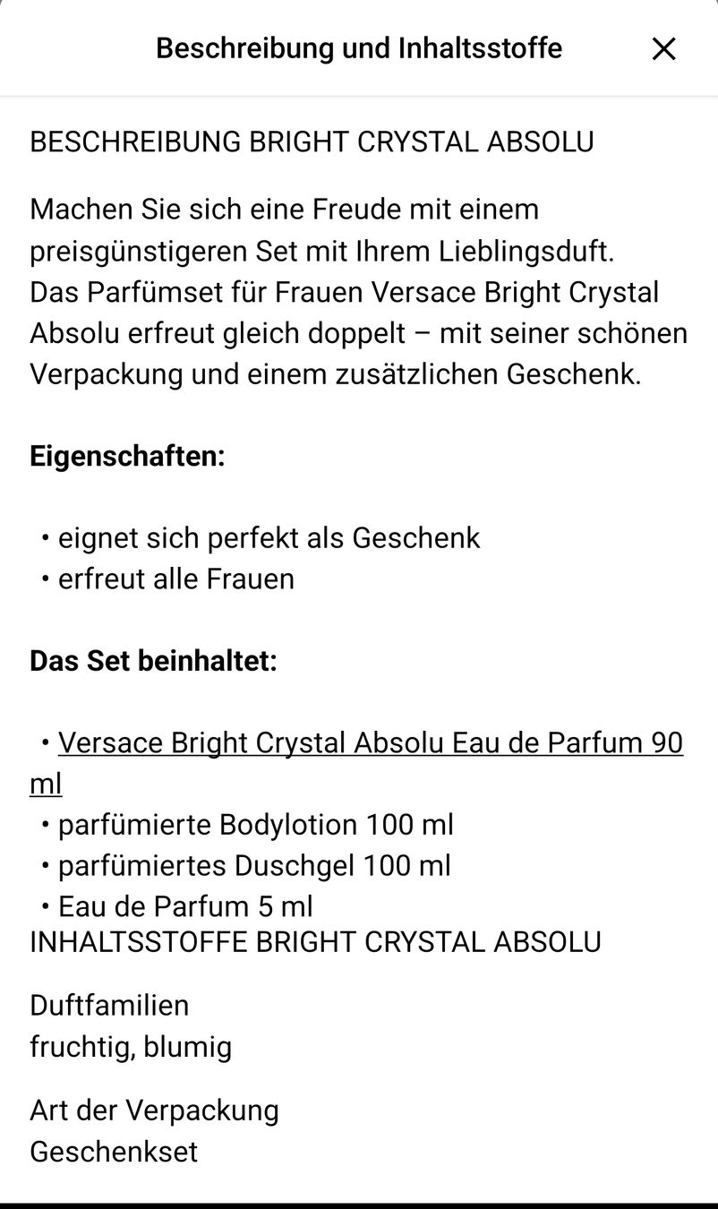 Versace Parfum & Eau de Toilette: 90ml.+5ml.Versace BRIGHT CRYSTAL ABSOLU ✨EDP✨ Gift set – Neu und originalverpackt aus Altdorf UR von Swissglam 6