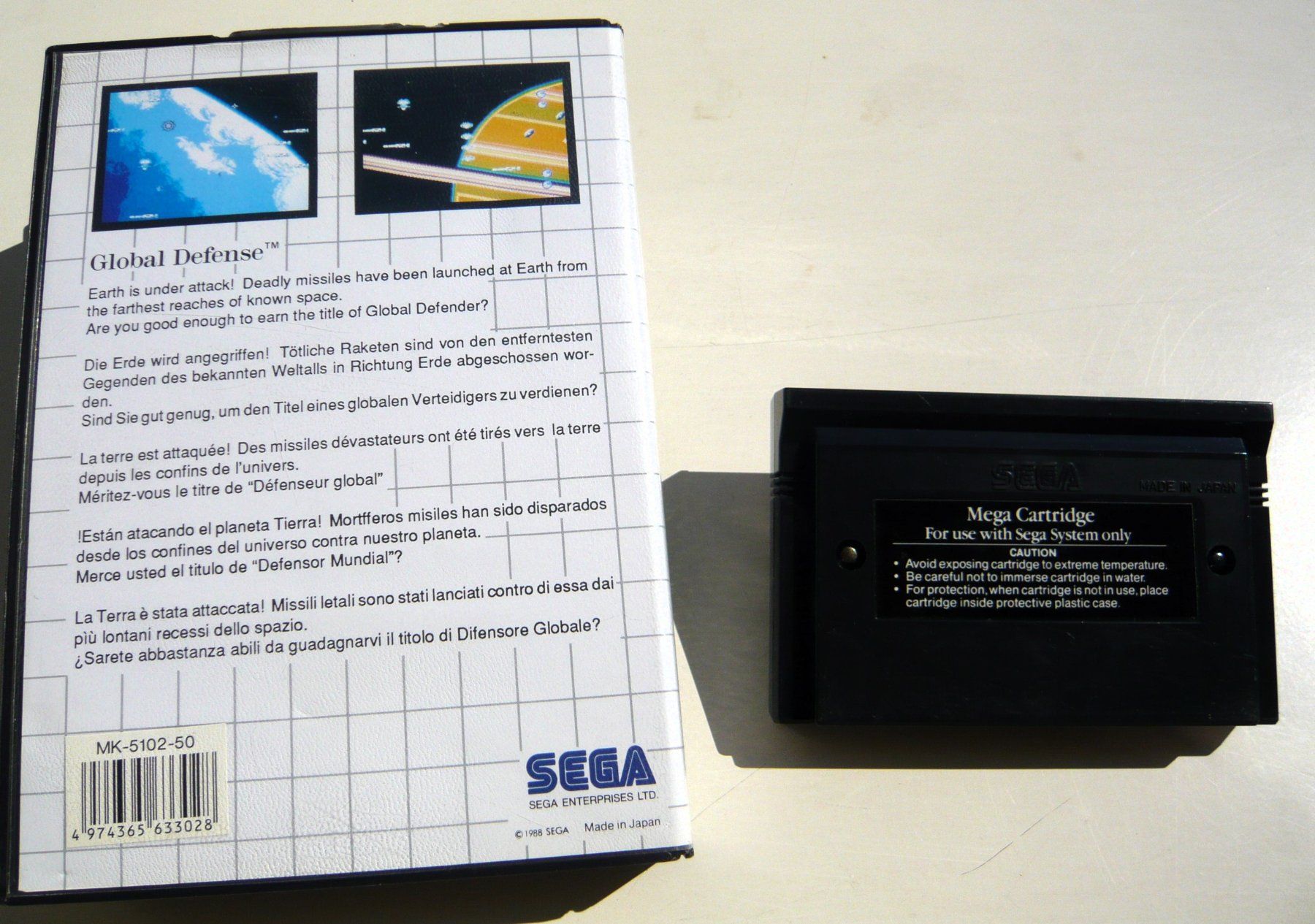 Sega Giochi: SEGA Master System : Global Defense - 1987 – Usato da Onex venduto da Jaguar1986 2