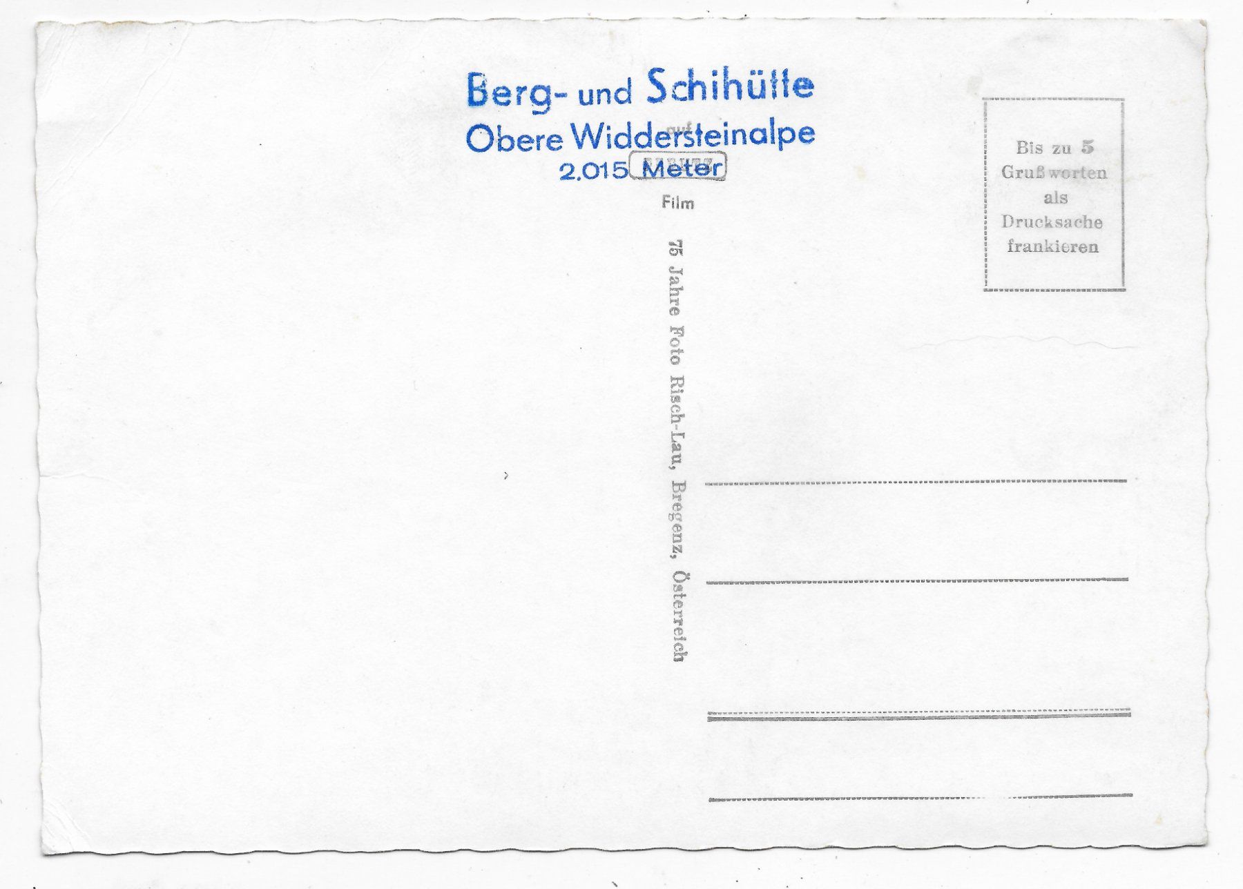 Cartoline postali: Berg & Skihütte Obere Widdersteinalpe – Usato da Hefenhofen venduto da Richsalz 1