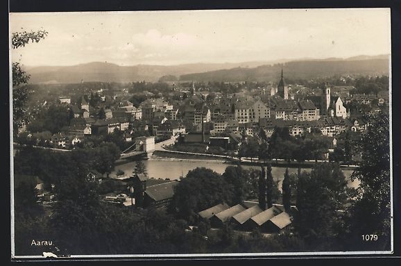 Ansichtskarten: AK Aarau, Teilansicht mit Kirche, 1931 – Gebraucht aus Berlin von bartko-reher