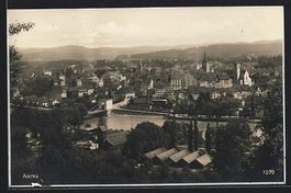 AK Aarau, Teilansicht mit Kirche, 1931