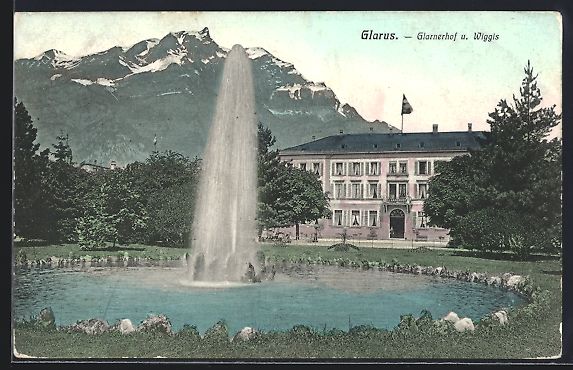 Ansichtskarten: AK Glarus, Glarnerhof und Wiggis, 1911 – Gebraucht aus Berlin von bartko-reher