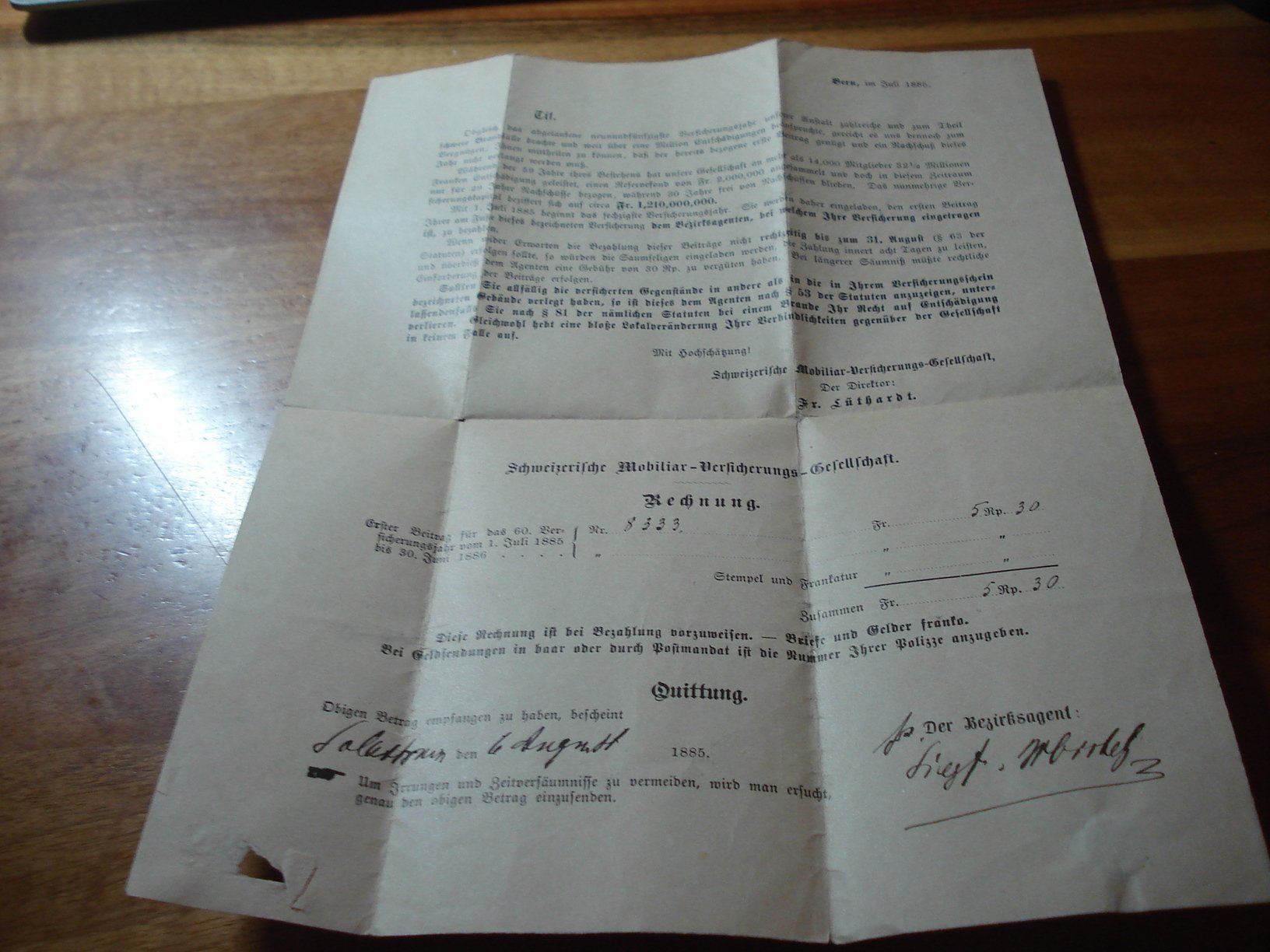 Tutti i francobolli: Faltbrief 1885, Mobiliar-Versicherung o Solothurn – Usato da Niederwil AG venduto da morostahu 4