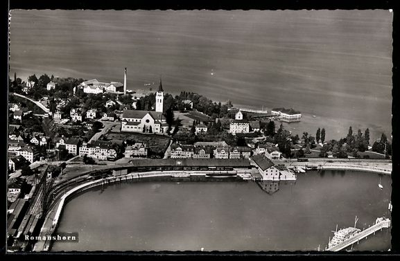 Ansichtskarten: Romanshorn, Hafen mit Kirche und Schiff – Gebraucht aus Berlin von bartko-reher