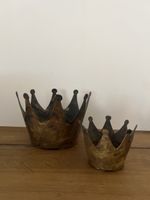 2er Set Deko Kronen Kerzenhalter,Mettal,Rostig,Landhaus