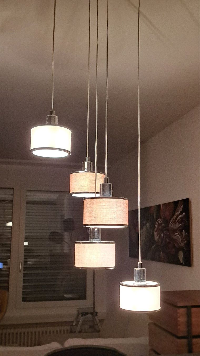 Lampadari & plafoniere: Deckenlampe LED, 5 Textilschirme, Chrom – Usato da Muttenz venduto da Daleva