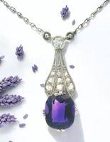 Sale! Antik Edwardianisch Amethyst Diamant Anhäger WG/GG 14k