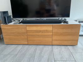 TV Möbel Metall weiss/ Eiche Pfister
