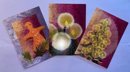 3 Weihnachtskarten der Post inkl. gestempelte Briefmarken