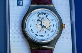 Kaum getragener Swatch Automat schwarz-silber