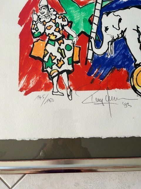 Grafica & Litografie: Original Litho Pierrot mit Elefant Rolf Knie – Usato da Wädenswil venduto da VTK_40 1