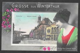 Winterthur Bahnhofplatz Hauptpost Aktienbrauerei Zürich
