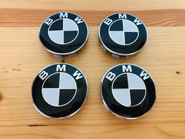 BMW-Nabenabdeckungen 68mm Schwarz & Weiss NEU