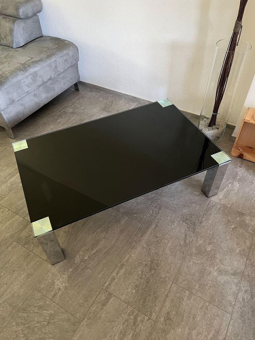 Tavoli: Couchtisch Glas schwarz, Beine Chrome – Usato da Islikon venduto da straubi90 1