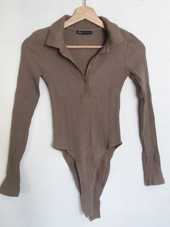 Zara ribbed knit bodysuit, bundle of 2, brown and black