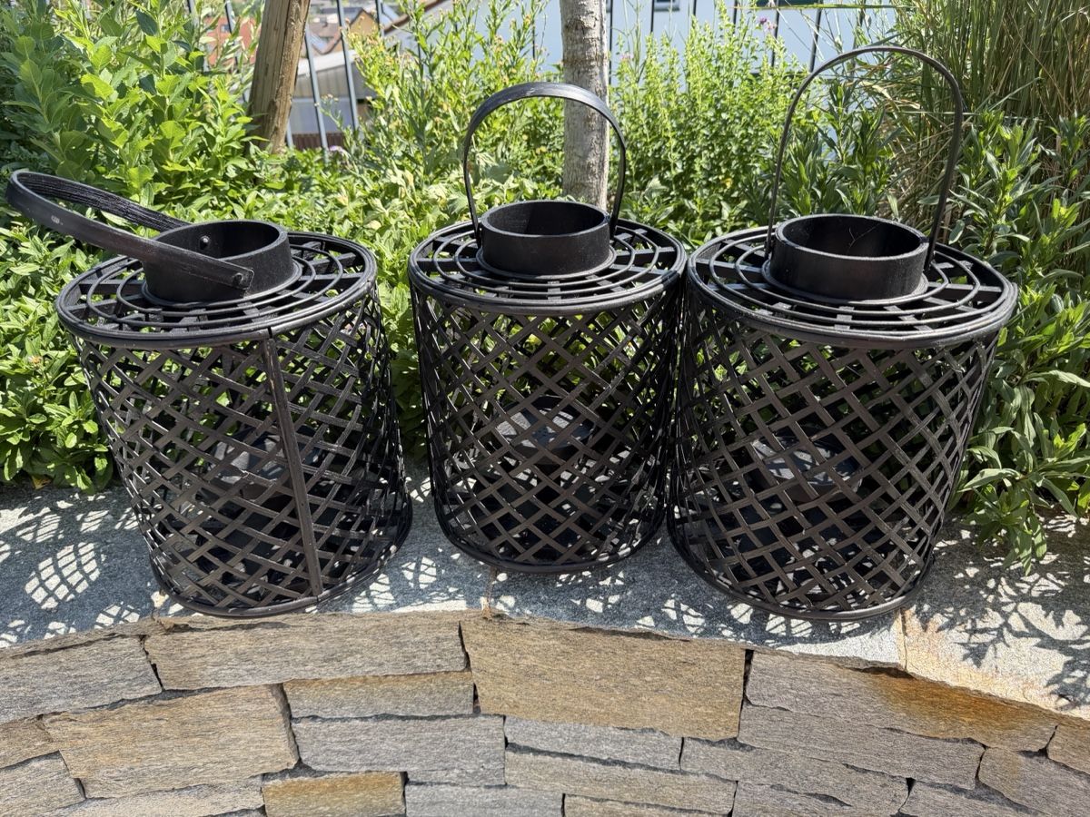Lanterne: 3er Set Laternen Holz schwarz Garten Deko – Usato da Wangen b. Olten venduto da Okey128