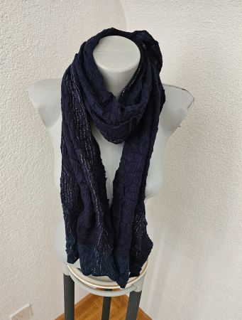 Edler Schal / Tuch / Foulard Dunkelblau mit Silberfäden