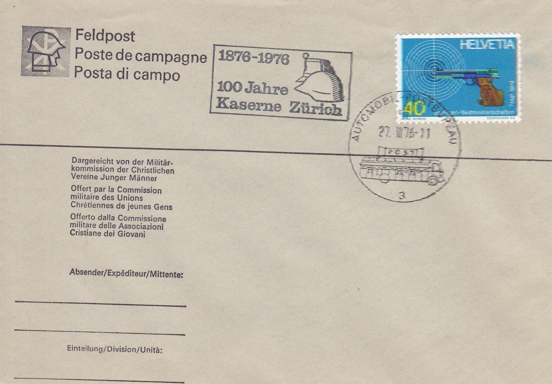 Tutti i francobolli: 1974 3 Briefe u.a. Feldpost Kaserne ZH – Usato da Spreitenbach venduto da Mustang_1105 2