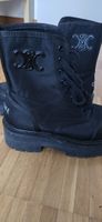 Celine  Boots Black Canvas Leather Size 40 Made in Italy