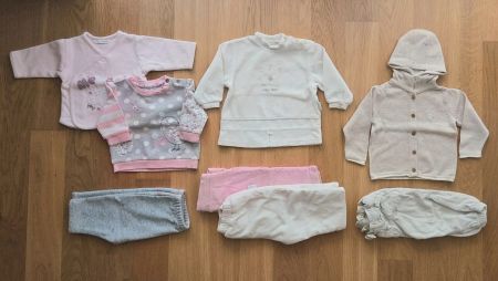 Baby Kleidung Set Herbst Winter Pink Grau Weiss 62-68