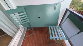 Metall Klapptisch (120x70) und 2 Klappstühle Balkon Terrasse