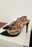 Valentino Rockstud Pumps Leder Schwarz/Beige Grösse 38.5