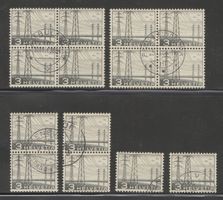 1949  LOT  3Rp. Marken  2x 4er +2x 2er +2x eine  gestempelt