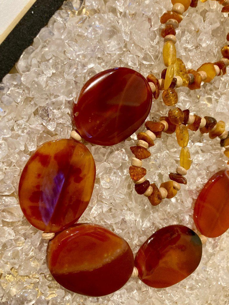 Catenine: Halskette - Bernstein echt, Achat, Holz – Nuovo (secondo la descrizione) da Biberist venduto da tl-schmuck 4
