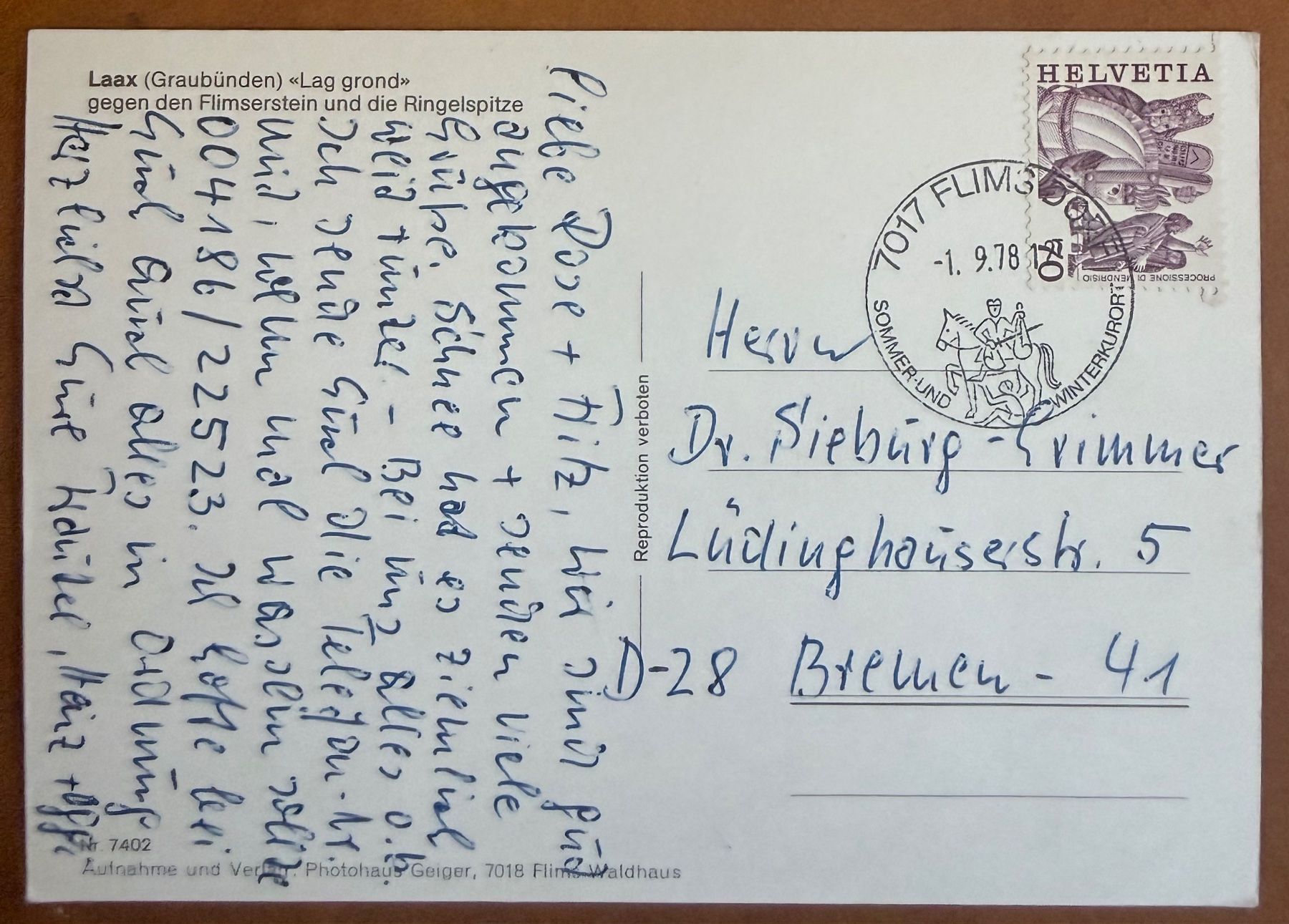 Ansichtskarten: Laax - "Lag grond" Kinder - AK – Gebraucht aus Lutry von Ediego 2