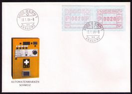 ATM 6lllb+6ll__ill. FDC 18.1.84__NEUES SYNTHETIK-FARBBAND !