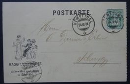 illustr. Postkarte Maggi (3 Frauen), mit ZNr. 65B Perfin
