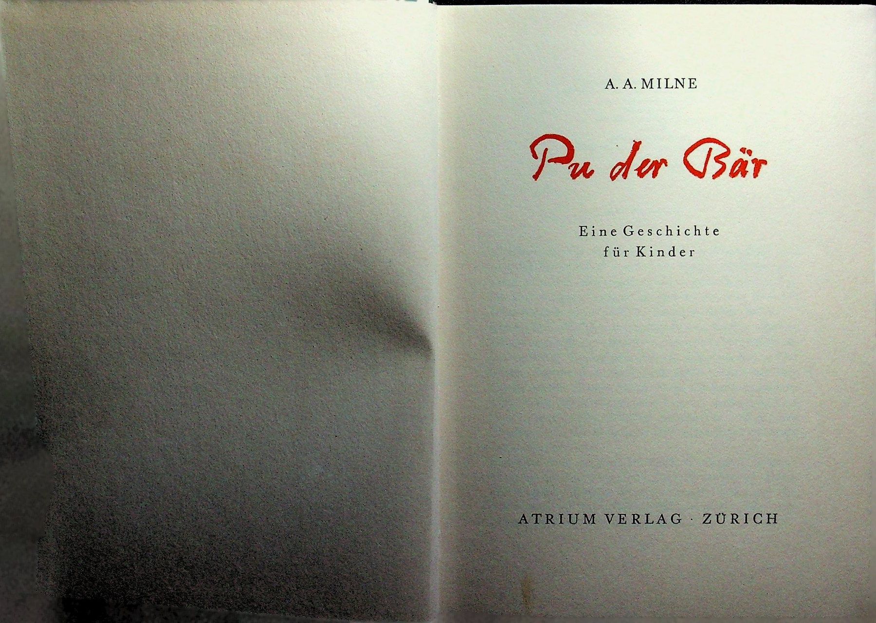 Bücher: A.A. Milne Pu der Bär Atrium Verlag o. J. – Gebraucht aus Reitnau von Zaomir 1