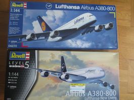 2 X Revell Lufthansa Airbus A380-800, 1:144, Bastelspass!