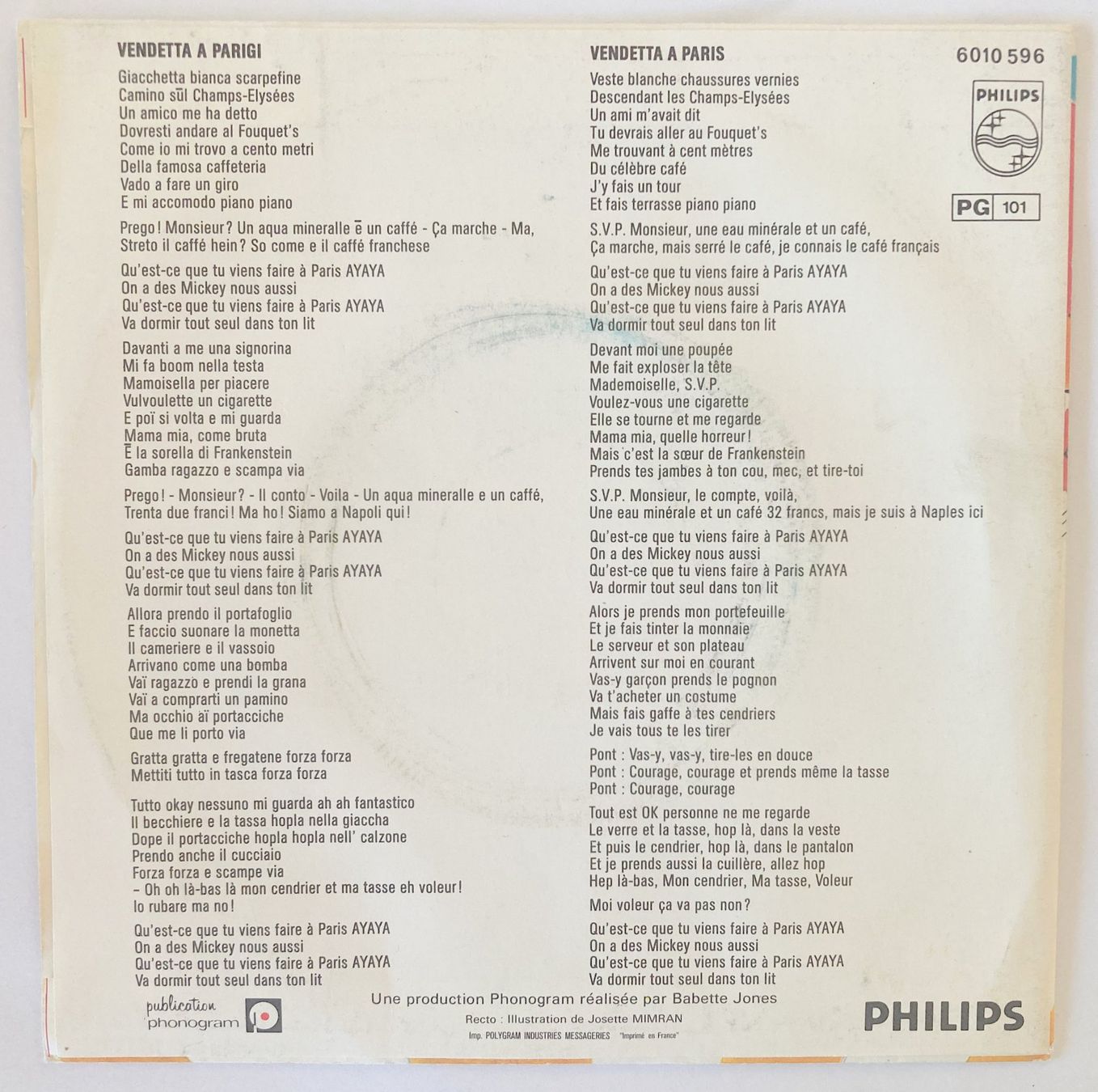 Schallplatten: GINO PALATINO - VENDETTA A PARIGI – Gebraucht aus Bottens von hotter-than-hell 1