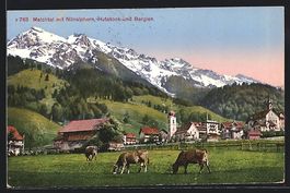 Melchtal, Ortspartie mit Kühen, Nünalp