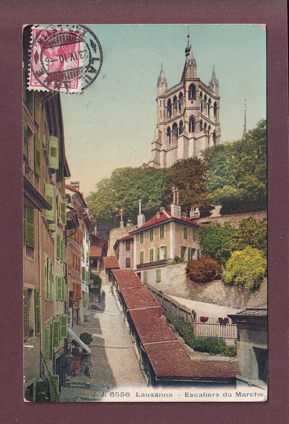 Cartoline postali: LAUSANNE - Escaliers du Marché - 1910 – Usato da Pully venduto da nicecards