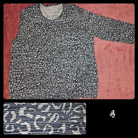 Langarm-Basic, Leoprint, blau-weiss, XL, NEU