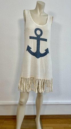 Vintage Havana - Häkelkleid mit Ankerprint und Fransen Gr.M